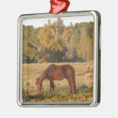Bruin paard in geel boomveld metalen ornament (Links)