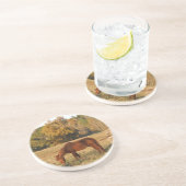 Bruin paard in geel boomveld zandsteen onderzetter (Zijkant)