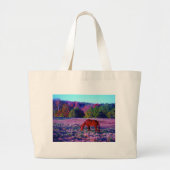 Bruin paard in Paarse gras Grote Tote Bag (Voorkant)