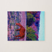 Bruin paard in Paarse gras Legpuzzel (Horizontaal)