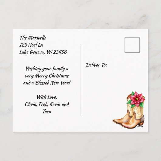  Bruin Paard in Rode Boog Kerst Feestdagenkaart (Achterkant)