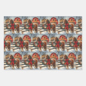  Bruin Paard in Rode Boog Kerst Inpakpapier Vel (Voorkant 3)