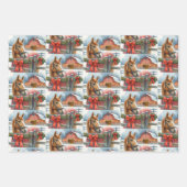  Bruin Paard in Rode Boog Kerst Inpakpapier Vel (Voorkant 2)