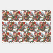  Bruin Paard in Rode Boog Kerst Inpakpapier Vel (Voorkant)