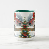 Bruin Paard in Rode Boog Kerst Mok (Midden)