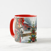  Bruin Paard in Rode Boog Kerst Mok (Voorkant links)