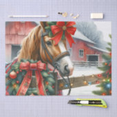  Bruin Paard in Rode Boog Kerst Tissuepapier (Craft)