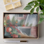  Bruin Paard in Rode Boog Kerst Tissuepapier (Geschenk)