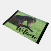 bruin paard Laying in Grass Welcome Deurmat (Schuin)