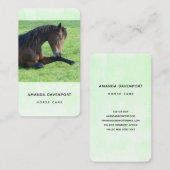  bruin paard lekt in gras visitekaartje (Voorkant / Achterkant)