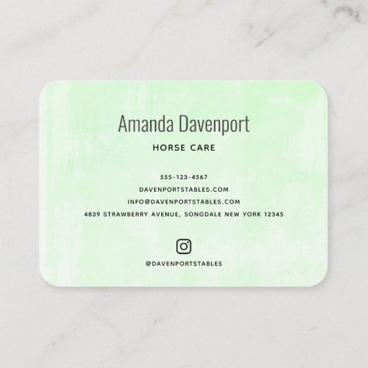  bruin paard lekt in gras visitekaartje (Achterkant)