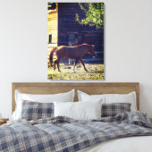 Bruin paard loopt canvas afdruk (Insitu (Slaapkamer))