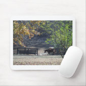 Bruin paard loopt door het hek muismat (Met muis)