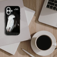 Bruin paard met blauwe ogen monogram