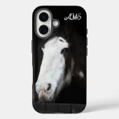 Bruin paard met blauwe ogen monogram Case-Mate iPhone case (Achterkant)