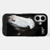 Bruin paard met blauwe ogen monogram Case-Mate iPhone case (Achterkant (horizontaal))