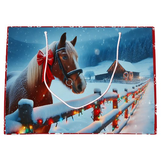  Bruin Paard met Boog Kerst Gepersonaliseerd Groot Cadeauzakje (Voorkant)