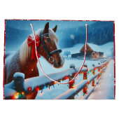 Bruin Paard met Boog Kerst Gepersonaliseerd Groot Cadeauzakje (Achterkant)