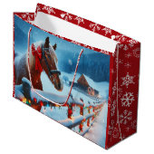 Bruin Paard met Boog Kerst Gepersonaliseerd Groot Cadeauzakje (Voorkant Gekanteld)