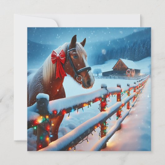 Bruin Paard met Boog Kerst Gepersonaliseerd Kaart (Voorkant)