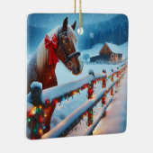  Bruin Paard met Boog Kerst Gepersonaliseerd Keramisch Ornament (Rechts)