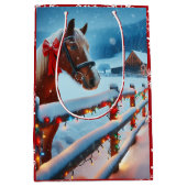  Bruin Paard met Boog Kerst Gepersonaliseerd Medium Cadeauzakje (Voorkant)