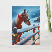  Bruin Paard met Boog Kerst Kaart (Voorkant)