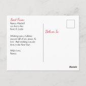 Bruin Paard met Bow And Barn Kerst Briefkaart (Achterkant)