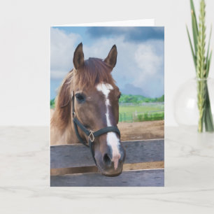 Bruin Paard met Bridle Note of Wenskaart Kaart