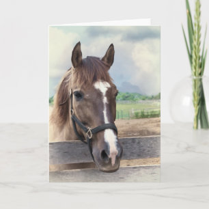 Bruin Paard met Bridle Note of Wenskaart Kaart