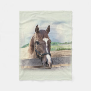 Bruin paard met Halter Fleece Deken