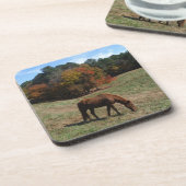 Bruin paard met herfst bier onderzetter (Linkerzijde)