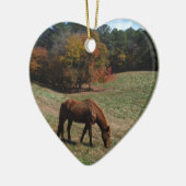 Bruin paard met herfst keramisch ornament (Links)