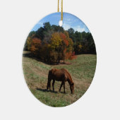 Bruin paard met herfst keramisch ornament (Rechts)