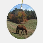 Bruin paard met herfst keramisch ornament (Links)