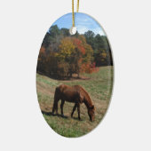 Bruin paard met herfst keramisch ornament (Links)