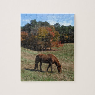 Bruin paard met herfst legpuzzel