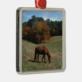 Bruin paard met herfst metalen ornament (Rechts)