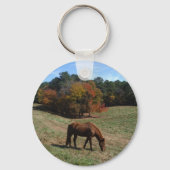 Bruin paard met herfst sleutelhanger (Voorkant)