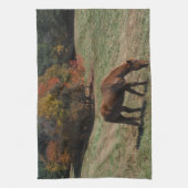 Bruin paard met herfst theedoek (Verticaal)