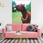 Bruin paard met ketting, broedtanden, canvas afdruk (Insitu (Woonkamer))