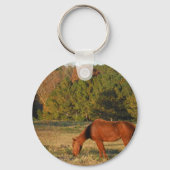 Bruin paard met pijnbomen sleutelhanger (Voorkant)