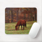 Bruin paard met witte neus aan Bossen rand Muismat (Met muis)