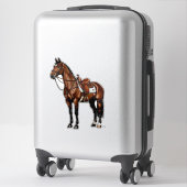 Bruin Paard Met Zadel Sticker (Koffer)