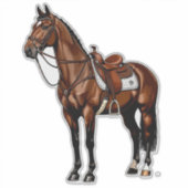 Bruin Paard Met Zadel Sticker (Voorkant)
