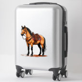 Bruin Paard Met Zadel Sticker (Koffer)