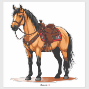Bruin Paard Met Zadel Sticker