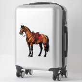 Bruin Paard Met Zadel Sticker (Koffer)