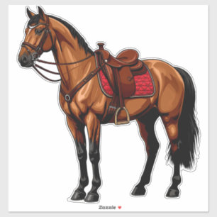 Bruin Paard Met Zadel Sticker