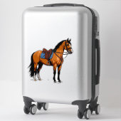 Bruin Paard Met Zadel Sticker (Koffer)